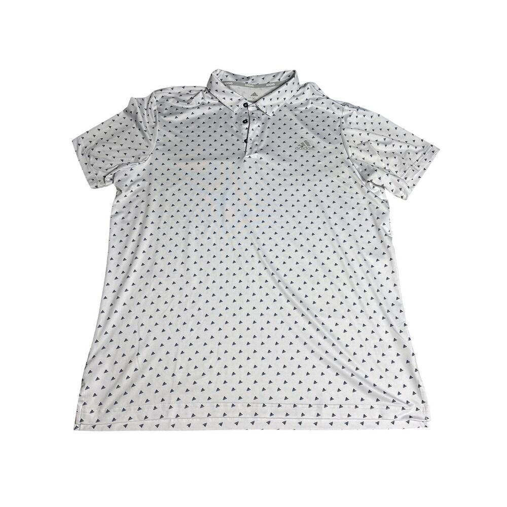 Adidas XL Golf Polo White Triangle Print Ultimate365 Badge of Sport